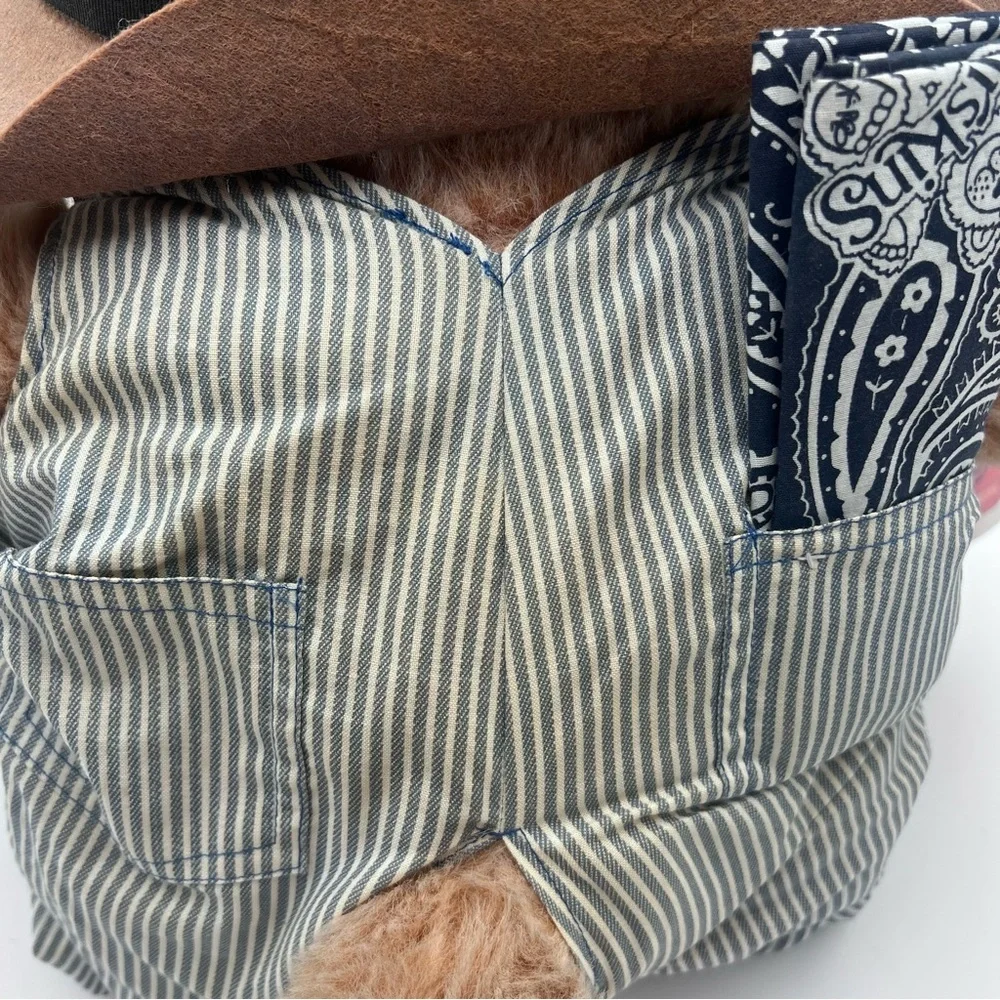 Vintage FURSKINS 22" Moody Hollow DUDLEY by XAVIER ROBERTS Teddy w Overalls - Picture 6 of 10